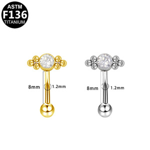 Piercing en titane pour sourcil F136, forme croix, avec cristal, pour usage quotidien - Product Image 4