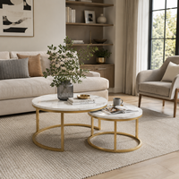 Table basse moderne minimaliste de luxe en fer forgé avec plateau en marbre pour le bureau et le salon, garantie 1 an