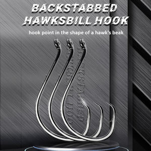 Gancio a cerchio a 8/0 4/0 in acciaio ad alto tenore di carbonio con pugnalate alle spalle è adatto per la pesca d'altura con cernie e attrezzi da pesca al tonno - Product Image 2