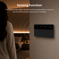 Interruptor Inteligente Horizontal Zemismart Tuya Zigbee con Pantalla, Nombre Personalizable, 1/2/3/4 Botones, Sensor de Radar para Automatización del Hogar Inteligente