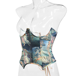 Stunning <b>Peach</b> Skin Digital Print Corselet with 13 Bones for Waist Training - Product Image 2