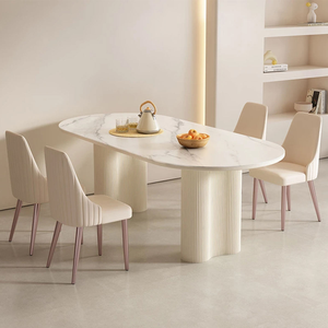 Ensemble de table et de chaises de salle à manger ovales <span class=keywords><strong>en</strong></span> pierre frittée, brillantes, modernes, durables et écologiques, 4 places - Product Image 3