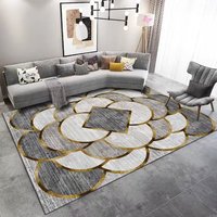 New Design Modern Stylish Diamond Velvet Rugs Non-Slip Vintage Glitter Gold Velvety Carpets