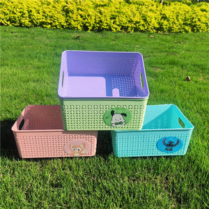 <b>Rectangular</b> Plastic Storage <b>Basket</b> With Handles For Desktop Children Toy Fruit Snack Organizing Neatening - Product Image 1