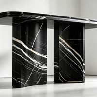 Table console en marbre noir et or, style moderne et luxueux, en pierre naturelle, pour entrée, couloir, décoration intérieure de maison ou de villa