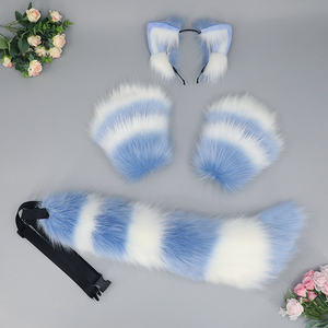 Высококачественный пушистый мех волк лиса хвост и повязка на голову наборы ручной работы животных Костюм для косплея - Product Image 5
