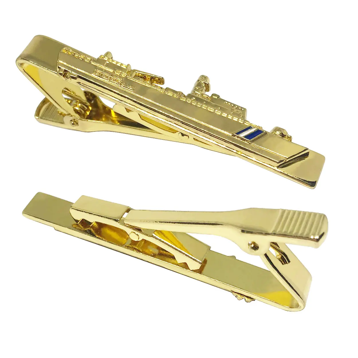 Wholesale custom logo 3D gold ship shape captain airplane tie clips tie bars tie pins men box