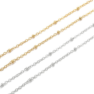 Cadenas de cuentas espaciadoras de acero inoxidable de 10 m por rollo, chapadas en oro de 18 quilates, rollo de cadena de cuentas alternadas para la fabricación de collares y pulseras - Product Image 4