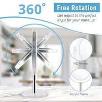Factory Wholesale Personalized Lighted 360 Rotation LED Double Sided Foldable Magnifying Cosmetic Mirror 1X/10X Desktop Vanity