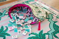 Heritage Check Mahjong Mat 33x33 Inç Lacivert Desen Kaymaz Kauçuk Taban Amerikan Oyunu Gece Masası Koruma Hediyesi