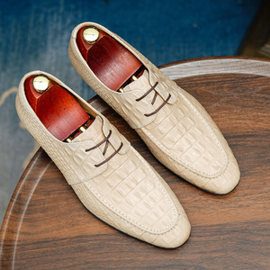 Chaussures habillées pour homme en cuir véritable à lacets, pour mariage, semelle en caoutchouc, respirantes, antidérapantes, semelle souple, Derby - Product Image 3