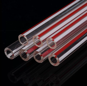 Tubo in Vetro Borosilicato Trasparente con Linea Rossa, Resistente al Calore, per Indicazione Livello Acqua - Product Image 2