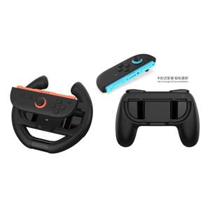 4Pcs Racing Style Volant pour Nintendo pour Switch 2-Hand Grip Game Controller Handle TNS-5110 Made of Durable Plastic - Product Image 1