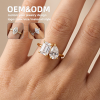 Bague de fiançailles personnalisable pour femme, bijoux en moissanite taille émeraude VVS, bague en diamant moissanite