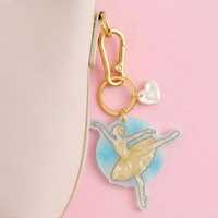 Porte-clés en acrylique personnalisé, motif princesse de ballet mignonne, avec chaussures de ballet, robe, couronne, miroir, breloque de sac, pendentif de sac à main, accessoires cadeaux