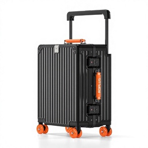 Valise à roulettes rigide sans fermeture éclair avec cadre en aluminium, roues souples en gel, serrure TSA (NoirOrange 21 pouces) - Product Image 1