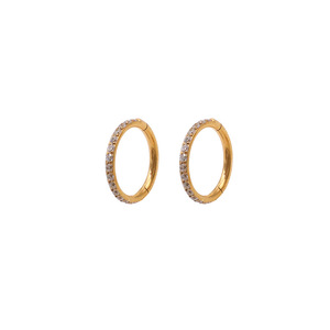 Stainless Steel Zircon Nose Rings 18K Gold Silver Geometric Channel Setting Piercing Jewelry Gift For Men Women - Product Image 5