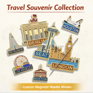 En gros, porte-aiguilles magnétiques en émail et métal, personnalisés, assortis, avec motifs Flamant rose, Toucan, Tortue, Chat, à aimant puissant, pour souvenirs - Product Image 2