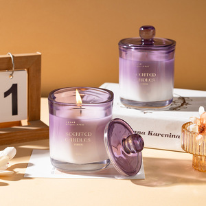 Bougie parfumée luxueuse et écologique en verre à la lavande pour cadeaux féminins et décoration intérieure - Product Image 6