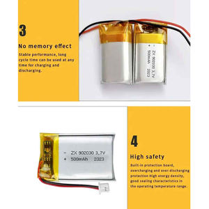 500mAh 902030 3.7V <b>Li</b> Polymer <b>Battery</b> <b>Li</b>-<b>ion</b> <b>Battery</b> for Solar Light DVD Tracker Anti-theft Device GPS Lipo <b>Rechargeable</b> Cell - Product Image 4