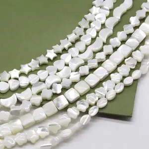 Pearl White Mother Shell Loose Beaded Star Moon Four Leaf Loose Gemstone For DIY Jewelry Making