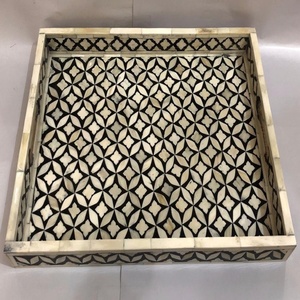 ถาดเสิร์ฟแบบชาวโมร็อกโกทรงสี่เหลี่ยมผืนผ้าลายกระดูกสไตล์อินเดีย - Product Image 6