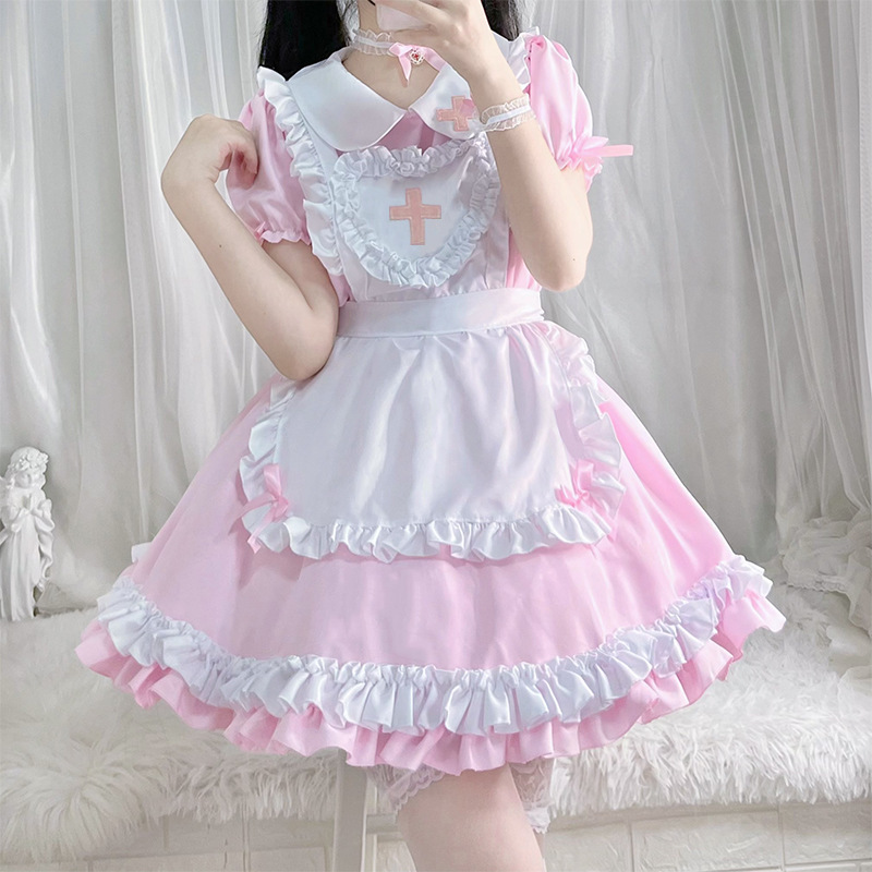 Pink [skirt, apron, neck ring, hand ring, leg ring, headdress]