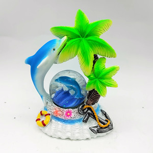 Globe à neige personnalisé en résine, thème Triangle des Bermudes, décor de plage Pink Tobacco Bay, statue de tortue marine à longue queue, souvenir - Product Image 5