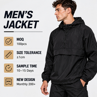 Veste coupe-vent décontractée pour homme en polyester imperméable avec logo personnalisé imprimé