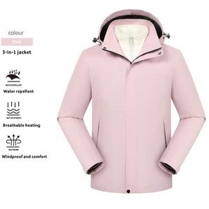 Custom Waterproof Outdoor Hiking <b>Camping</b> 3 in 1 Men's With Removable Fleece Liner Breathable <b>Windbreaker</b> Windproof Jacket - Product Image 4