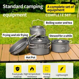 ชุดเครื่องครัวแคมป์ปิ้งอเนกประสงค์แบบพกพา พื้นผิวไม่ติดกระทะ ความจุ 1-2 ลิตร ฝาปิดทำจากอลูมิเนียมอัลลอยด์ สำหรับเตาแก๊ส - Product Image 4