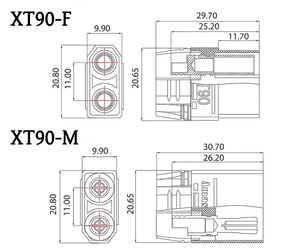 Conjunto de Conectores Negros de Alta Corriente XT90H-F XT90H-M 45A-90A, Conectores de Cobre Chapados en Oro para Batería y Cargador LiPo RC - Product Image 6