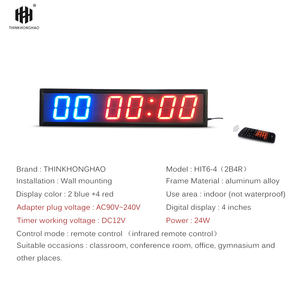 นาฬิกาจับเวลาออกกำลังกายแบบ LED ขนาด 4 นิ้ว [Hong Hao] / นาฬิกาจับเวลาครอสฟิต นาฬิกาดิจิตอลติดผนังจอใหญ่ - Product Image 6