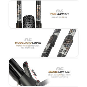 Bucklos ตะเกียบคว่ำลม20/นิ้ว, ส้อมคว่ำมงกุฎคู่สำหรับ4.0จักรยานไฟฟ้าส้อม - Product Image 4