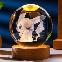 Boule de Cristal Laser Gravée Galaxie 3D Lumière Chaude 6cm Avec Éclairage LED Base en Bois Cadeaux Souvenirs