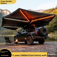 Auvent de voiture en alliage d'aluminium à 360 degrés, pentagonal, pour SUV, camping en plein air, imperméable, autoportant avec LED pour 4x4 tout-terrain et overland