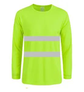 Phản Quang An Toàn T-Shirt Màu Xanh Áo Sơ Mi Dài Tay Áo Làm Việc Áo Sơ Mi Polyester Màu Xanh Lá Cây T 50/50