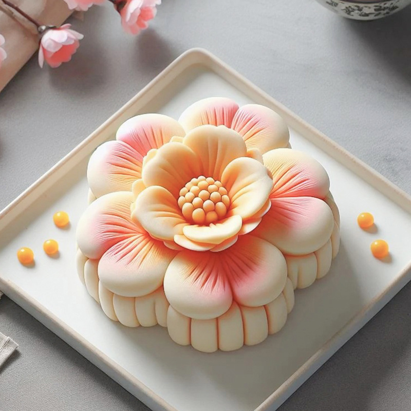 ZUNTENG - Stampo Per Mooncake 50g Con 6 Timbri Intercambiabili - Stampo A Pressione Per Dolci Fai Da Te - 4
