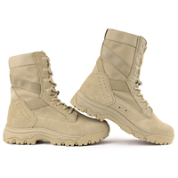 Bottes tactiques imperméables tendance pour hommes, style britannique, à lacets, en daim, mi-montantes, avec soutien de la voûte plantaire, semelle extérieure en caoutchouc, doublure en maille, pour le printemps