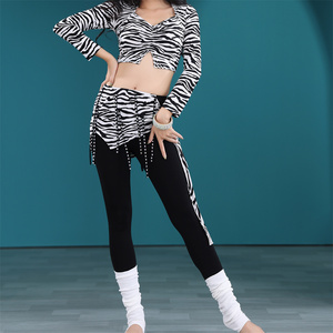 Vendita calda di pantaloni da donna a righe zebrate Set <span class=keywords><strong>Costume</strong></span> da danza del ventre per adulti per la Performance - Product Image 1