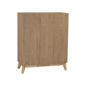 Space-Saving Natural Oak Colour HIRADO Tall <b>Sideboard</b> Slim High Cabinet with Solid Wood Legs for Narrow Living Room and Bedroom - Product Image 5