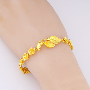 Bracelet en forme de feuille de rose, chaîne de poignet plaquée <span class=keywords><strong>or</strong></span> 24 carats, bijoux de mode pour femmes et filles - Product Image 3