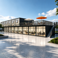 Bâtiment préfabriqué en acier modulaire à deux étages, sur mesure, en conteneur, avec bureaux en verre, magasin, salle d'exposition, usage commercial