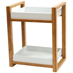 Double-layer storage mini coffee table/side <b>cabinet</b> for home use, living room, mini bamboo <b>corner</b> table/square table/tea - Product Image 2