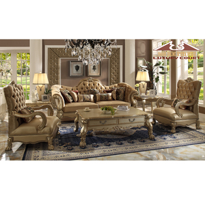 Mobili Longhao divano tradizionale in stile vittoriano dai colori ricchi con rivestimento in pelle marrone e Intricate sculture in legno - Product Image 2