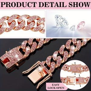 Luxuriöses Kubanisches Hundehalsband mit Kristallverzierung Metallkette für Kleine/Mittelgroße/Große Hunde - Product Image 4