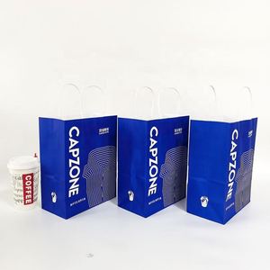 Vente flash - Sacs en papier kraft blanc écologiques et recyclables - Personnalisez votre propre logo - Impression pour café, thé, vin, jus, bière, champagne - À emporter - Product Image 5