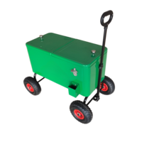 Chariot isotherme classique 73L avec roues et poignée de traction pour le camping – Glacière métallique pour garder au frais