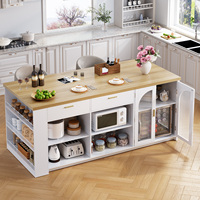 Table d'îlot de cuisine 2026 avec rangement et chaises – Portable, pour service, coin petit-déjeuner, réunion de famille, ou comme espace convivial