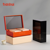 Tianhui Emballage de boîte-cadeau magnétique de luxe Boîte en papier imitation cuir avec boîte à couvercle en acrylique transparent pour l'emballage de l'ensemble Gft de thé